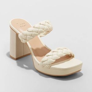 Women's Tiana Mule Heels - A New Day Ivory 7.5
